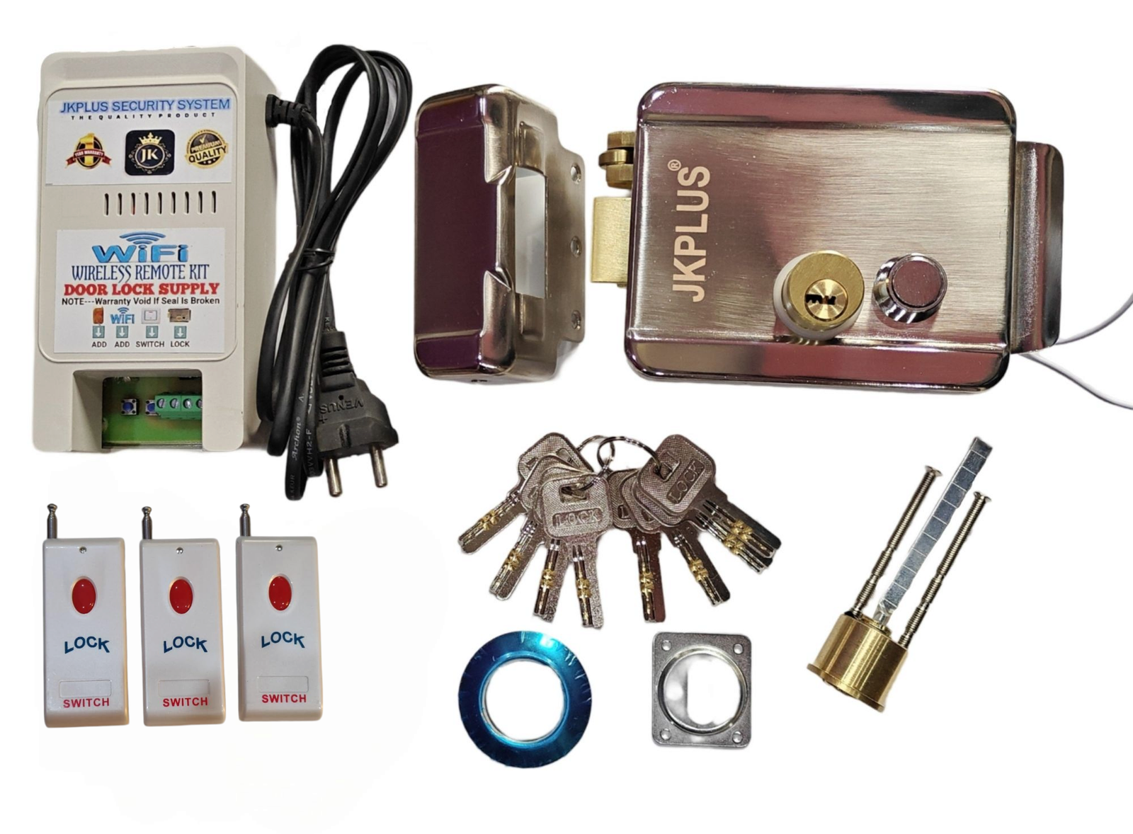 JKPLUS WIFI ELECTRONIC DOOR LOCK with white remote